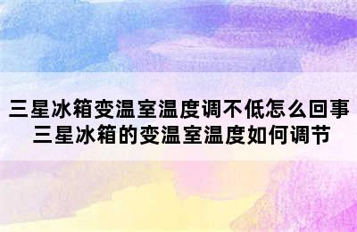 三星冰箱变温室温度调不低怎么回事 三星冰箱的变温室温度如何调节